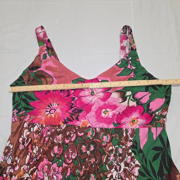 Keren Hart Womens L Midi Dress Floral Tiered Lightweight Flowy Vacation Beach - Picture 10 of 12